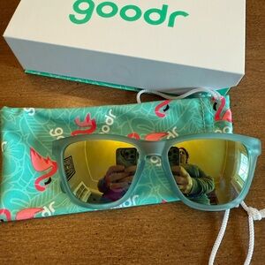 Goodr Teal Sunglasses with Gold Lenses